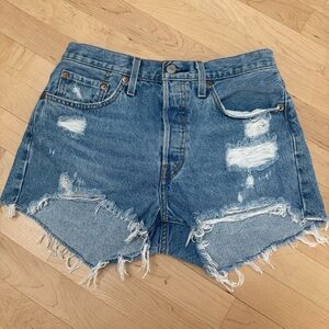 Levi's 501 Distressed Blue Jean Shorts